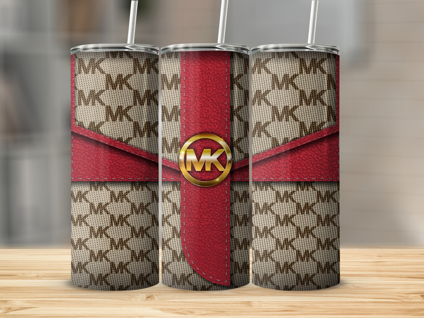 Stylish Red and Beige Patterned Tumbler for Everyday Use