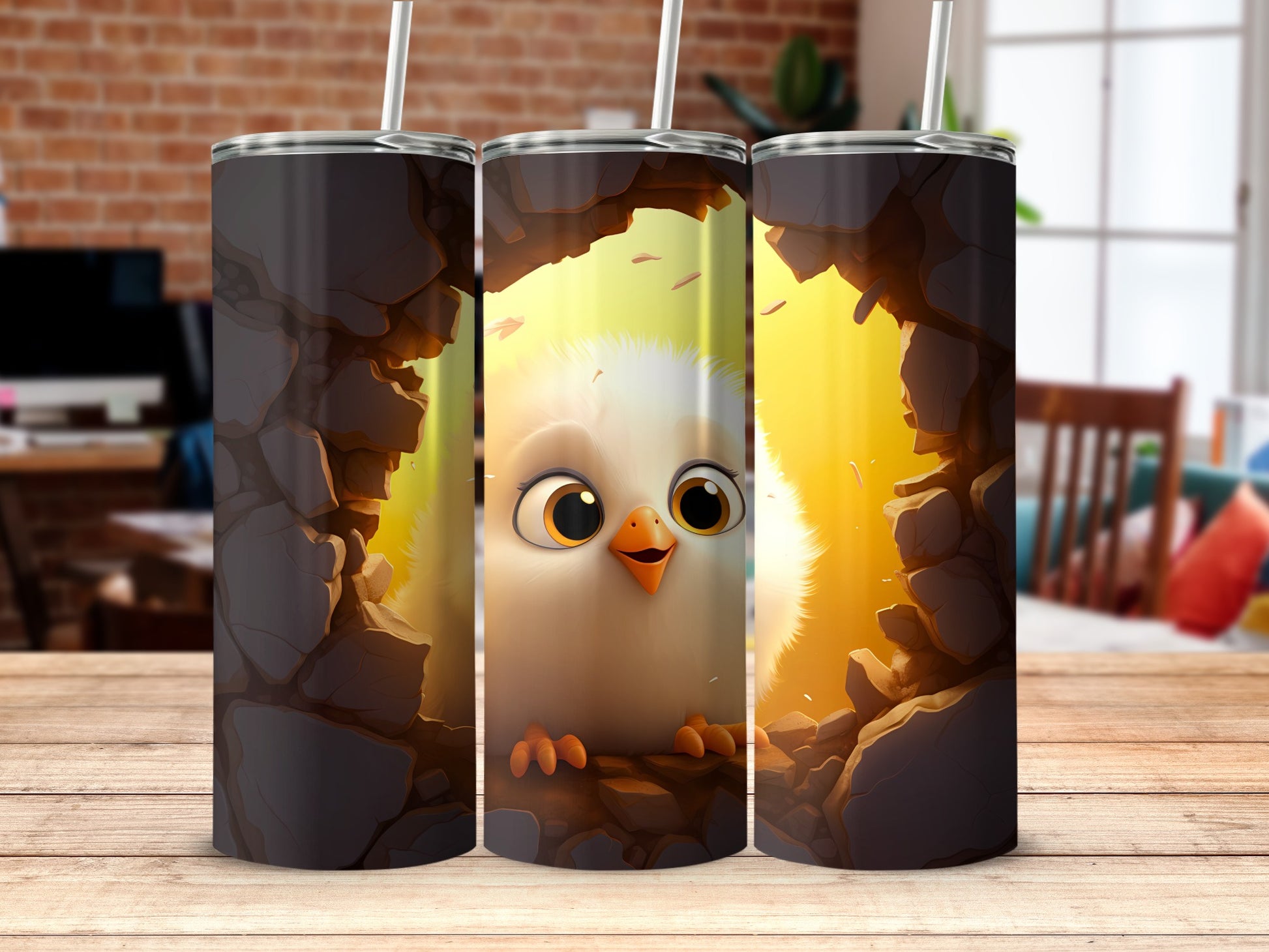 Fluffy Baby Bird Rocky Cave Bright Yellow Light Tumbler product type