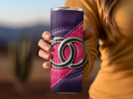Purple Plus Pink Pattern With Logo Emblem Tumblers