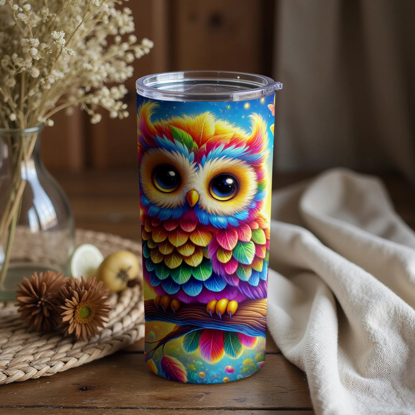 Colorful Owl Artwork Insulated Tumbler Cup product