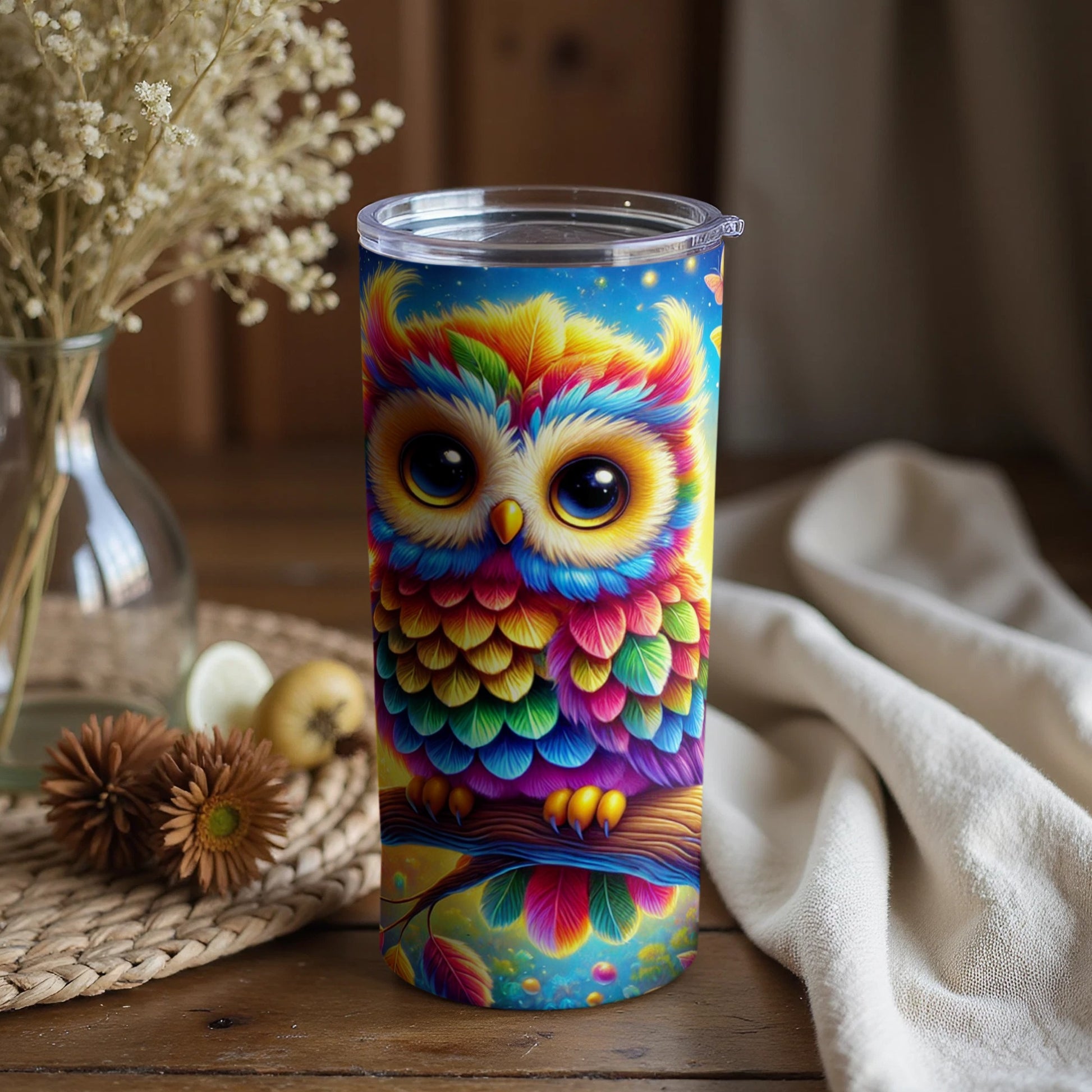 Colorful Owl Artwork Insulated Tumbler Cup product