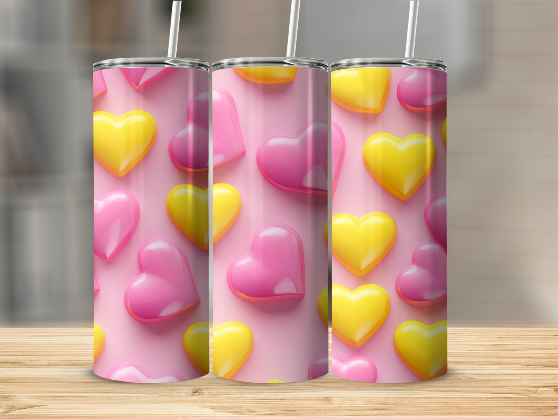 Colorful Heart Pattern Insulated Tumbler Flask