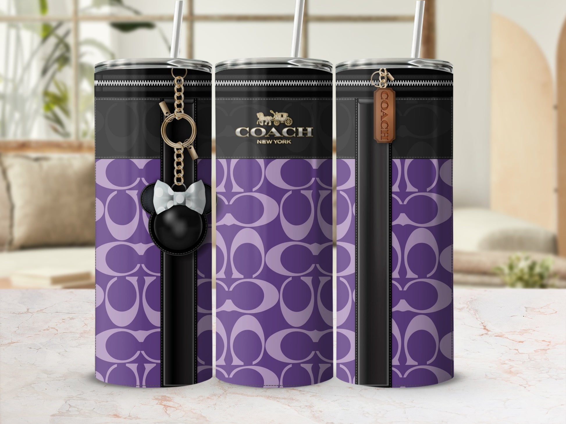 Coach New York Branded Purple Stainless Steel Tumbler