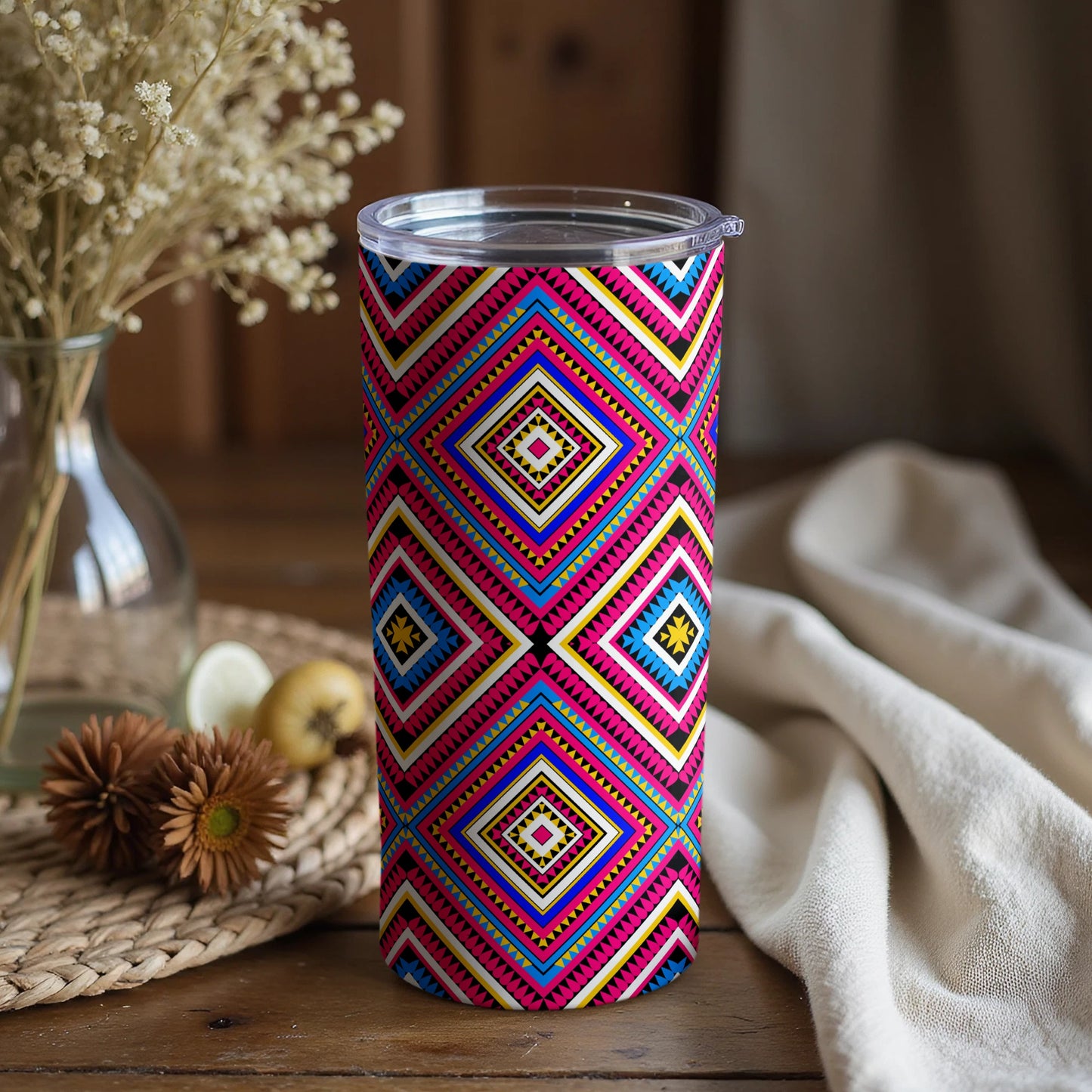 Colorful Geometric Tribal Print Insulated Tumbler Cup