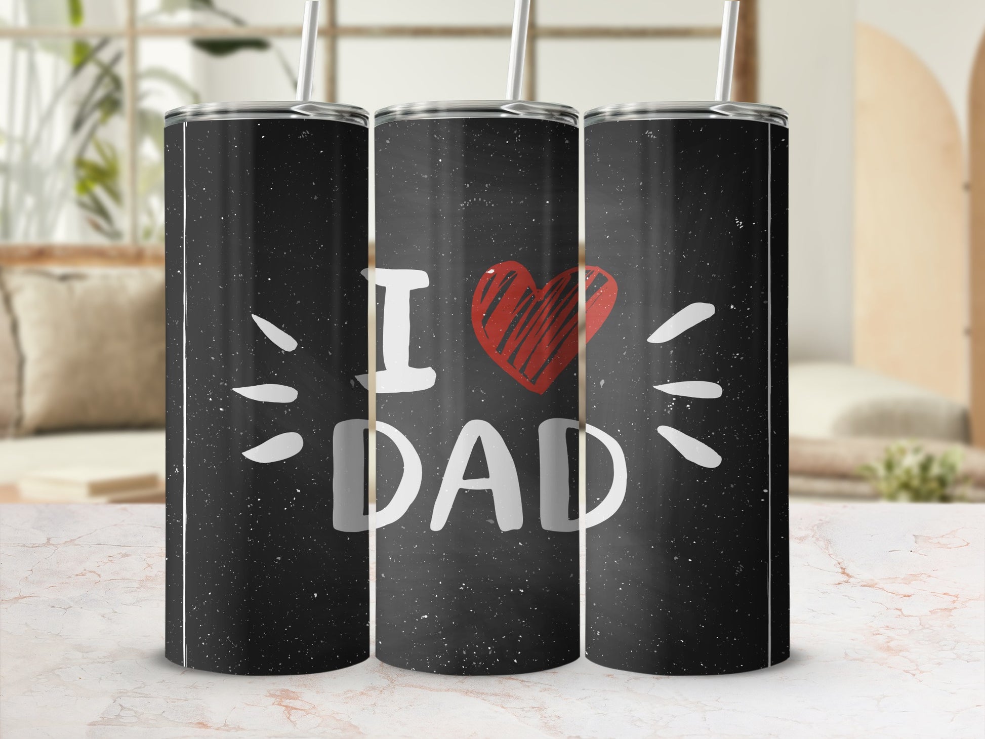 Black I Love Dad Tumbler with Shiny Finish