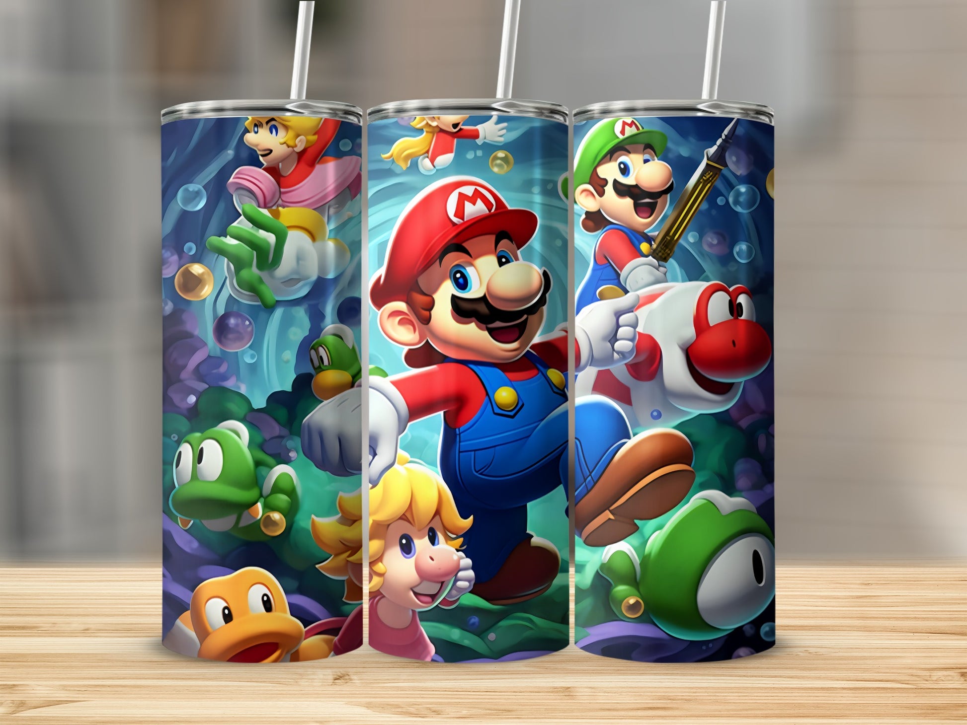 Vibrant Underwater Adventure Tumbler with Iconic Characters
