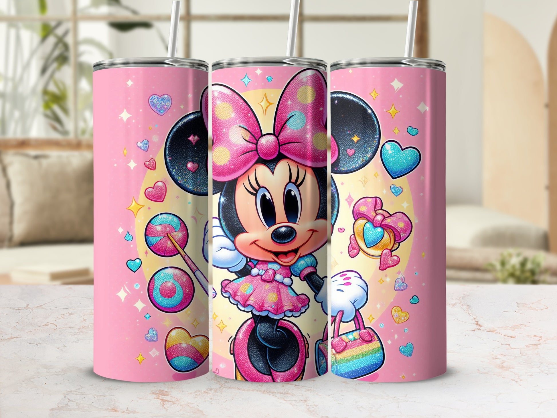 Cute Colorful Minnie Mouse Design Tumbler Cup