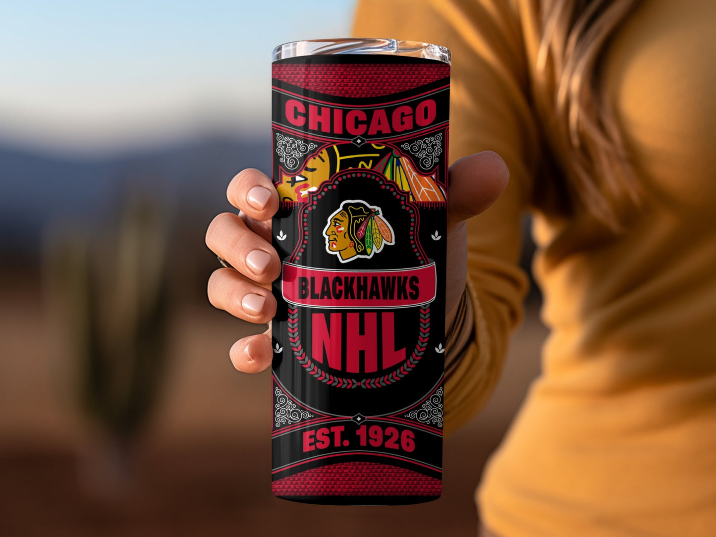 CHICAGO Blackhawks NHL EST. 1926 Hockey Design Tumblers