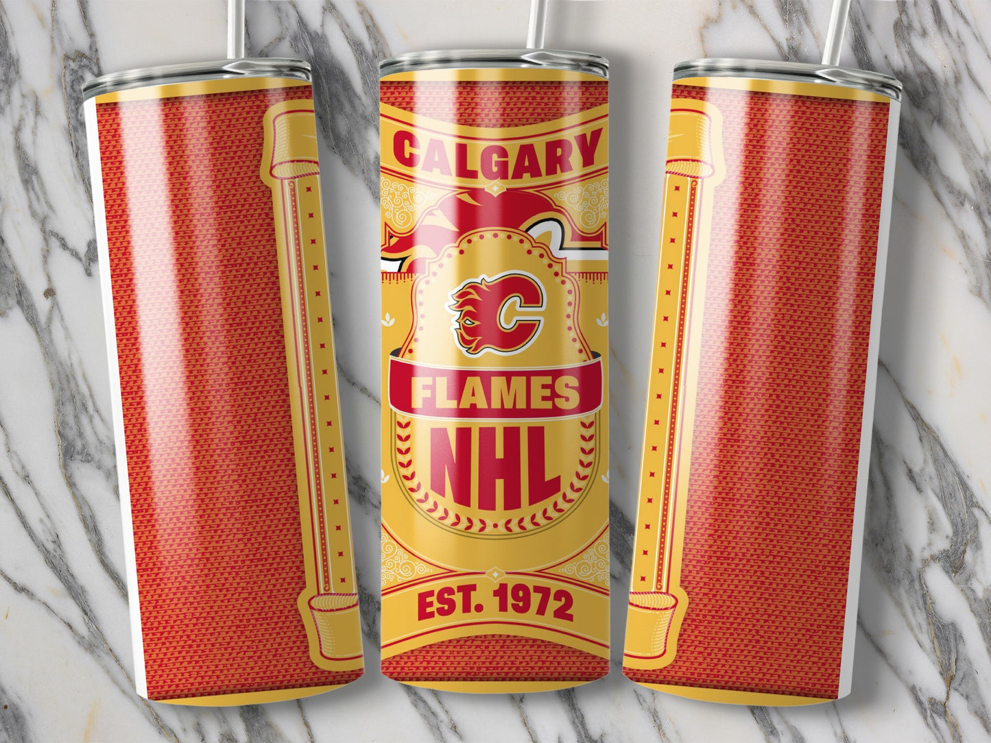 Calgary Flames NHL Est 1972 Hockey Design Tumbler