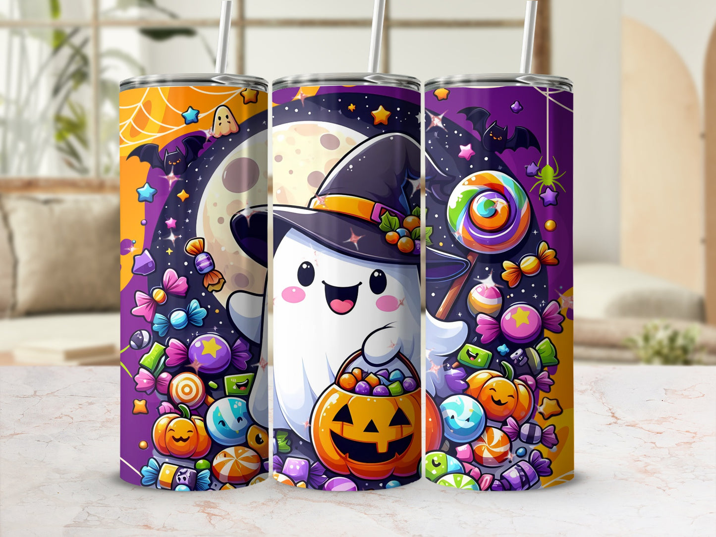 Cute Halloween Ghost with Candy Tumbler
