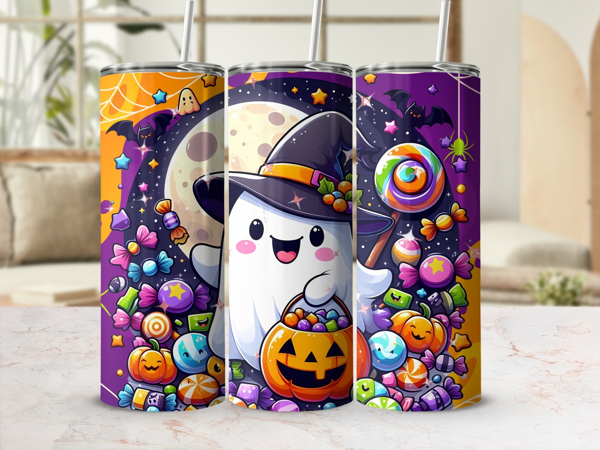 Cute Halloween Ghost with Candy Tumbler