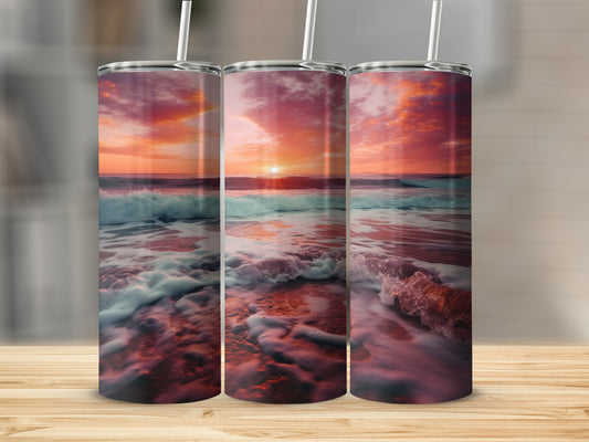 Stunning Sunset Beach Scene Stainless Steel Tumbler
