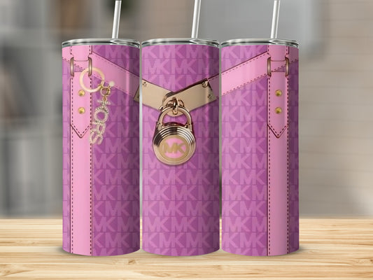 Pink Graphic Luxury Print Tumbler with Padlock Design