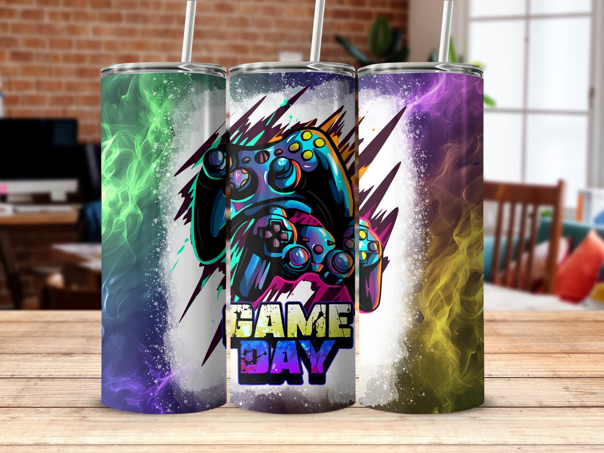 Colorful Game Day Gaming Controller Design Tumbler