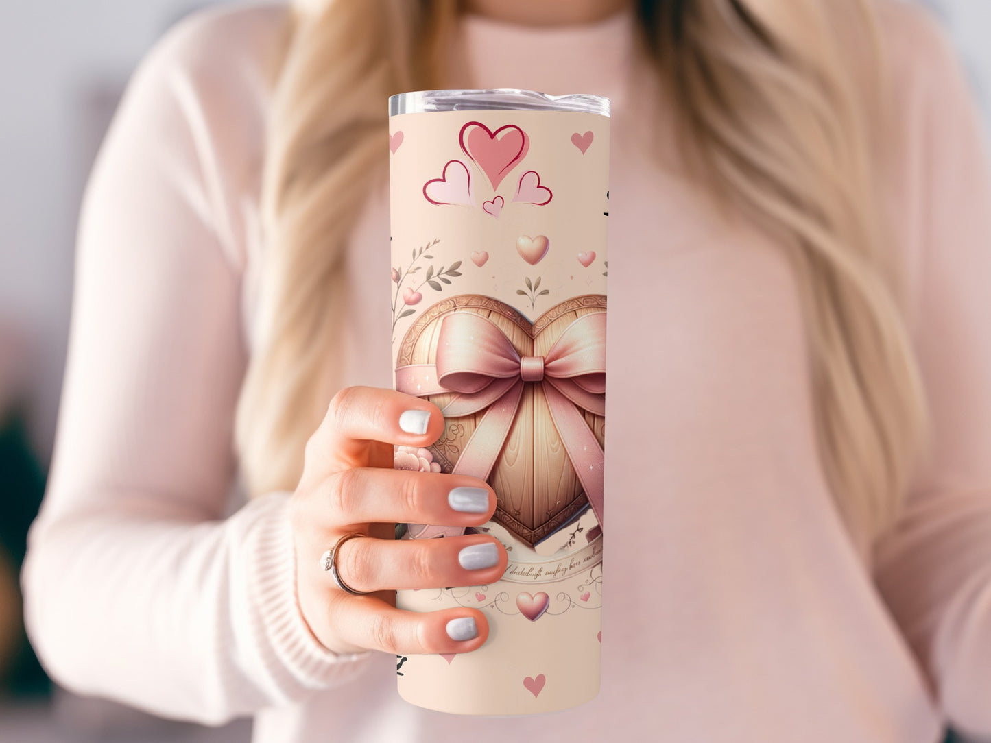 Romantic Heart Design Travel Tumbler for Beverages