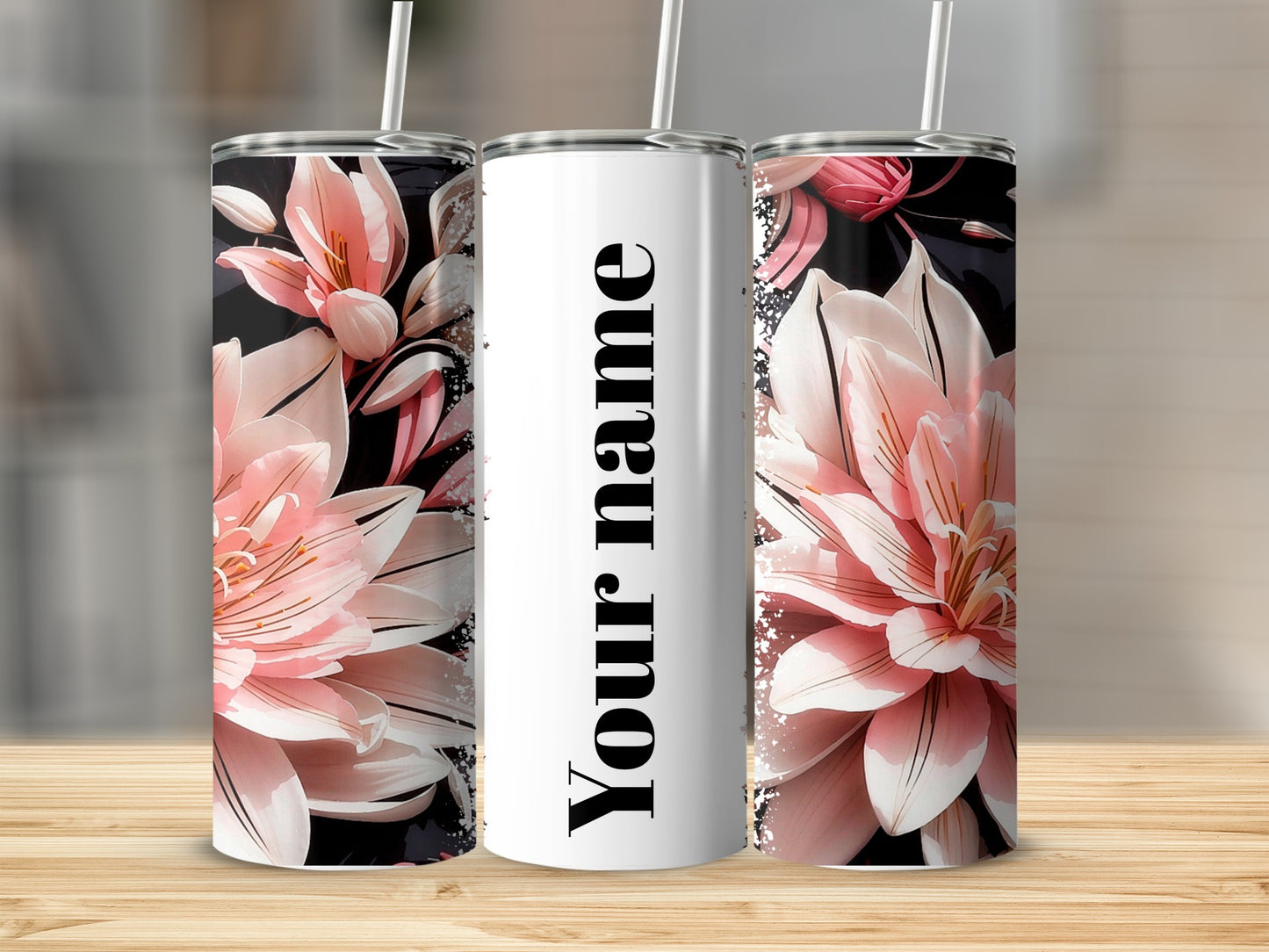 Personalized Floral Design Insulated Tumbler 20oz