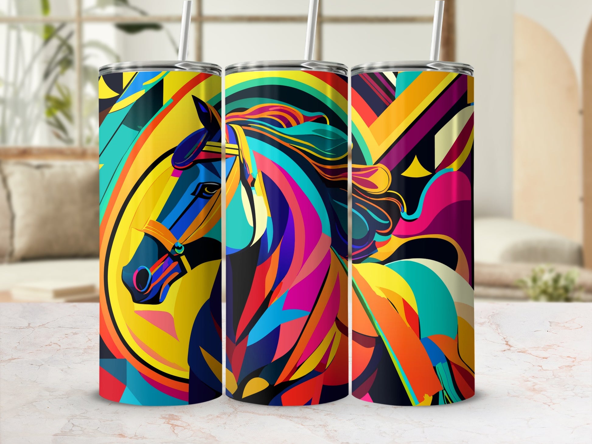 Vibrant Multicolor Horse Design Tumbler For All Occasions