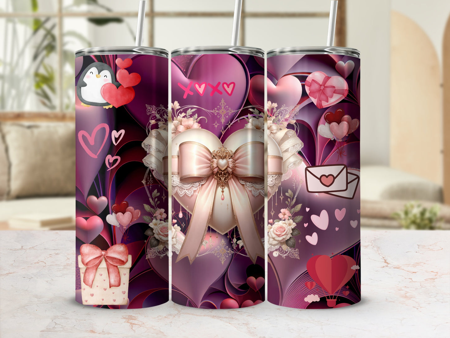 Romantic Themed Valentine's Day Stainless Steel Tumbler