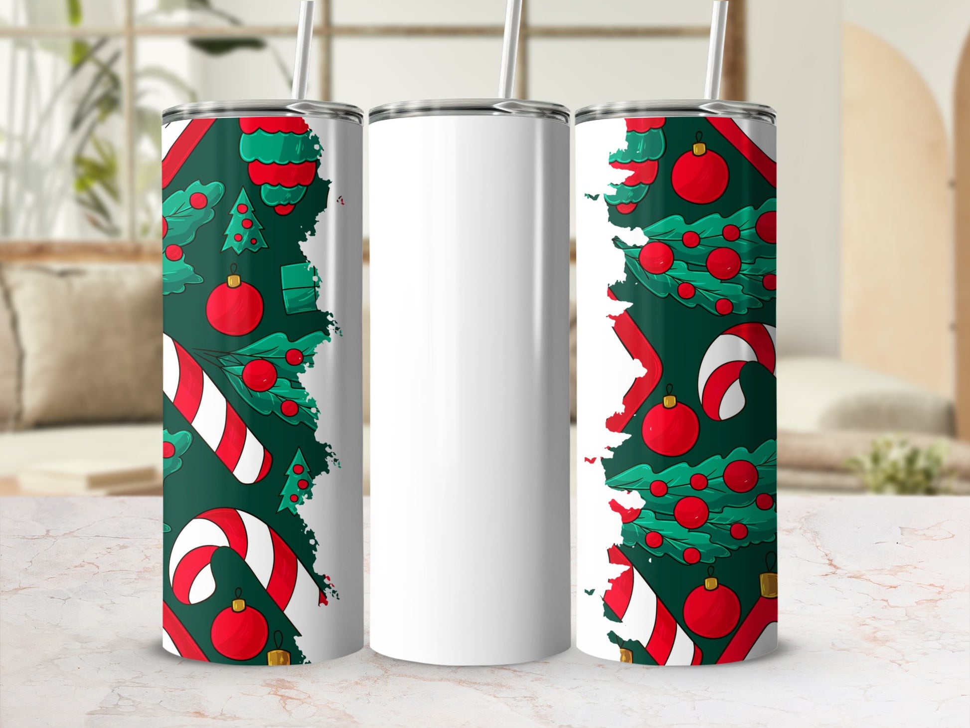 Festive Christmas Tree Patterned Drink Tumbler
