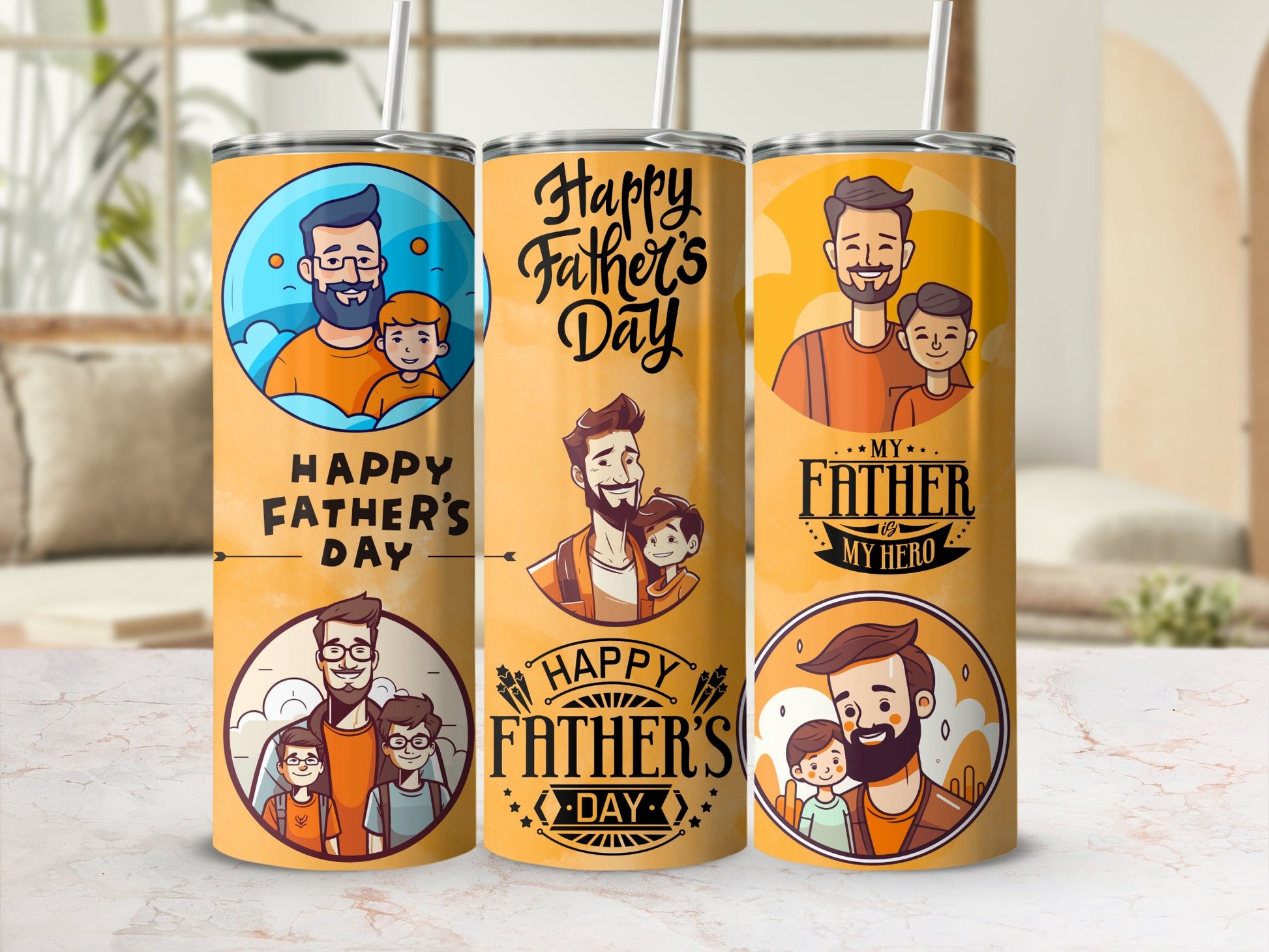 Happy Father's Day My Father My Hero Tumbler Design