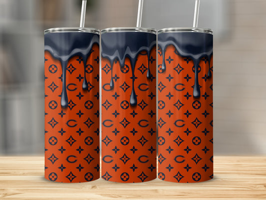 Orange Background with Dripping Effect Pattern Chicago Tumblers