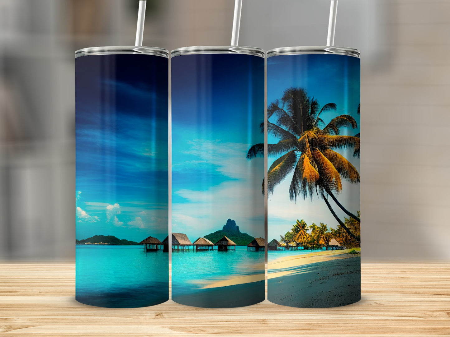 Beautiful Tropical Beach and Ocean Scene Tumbler