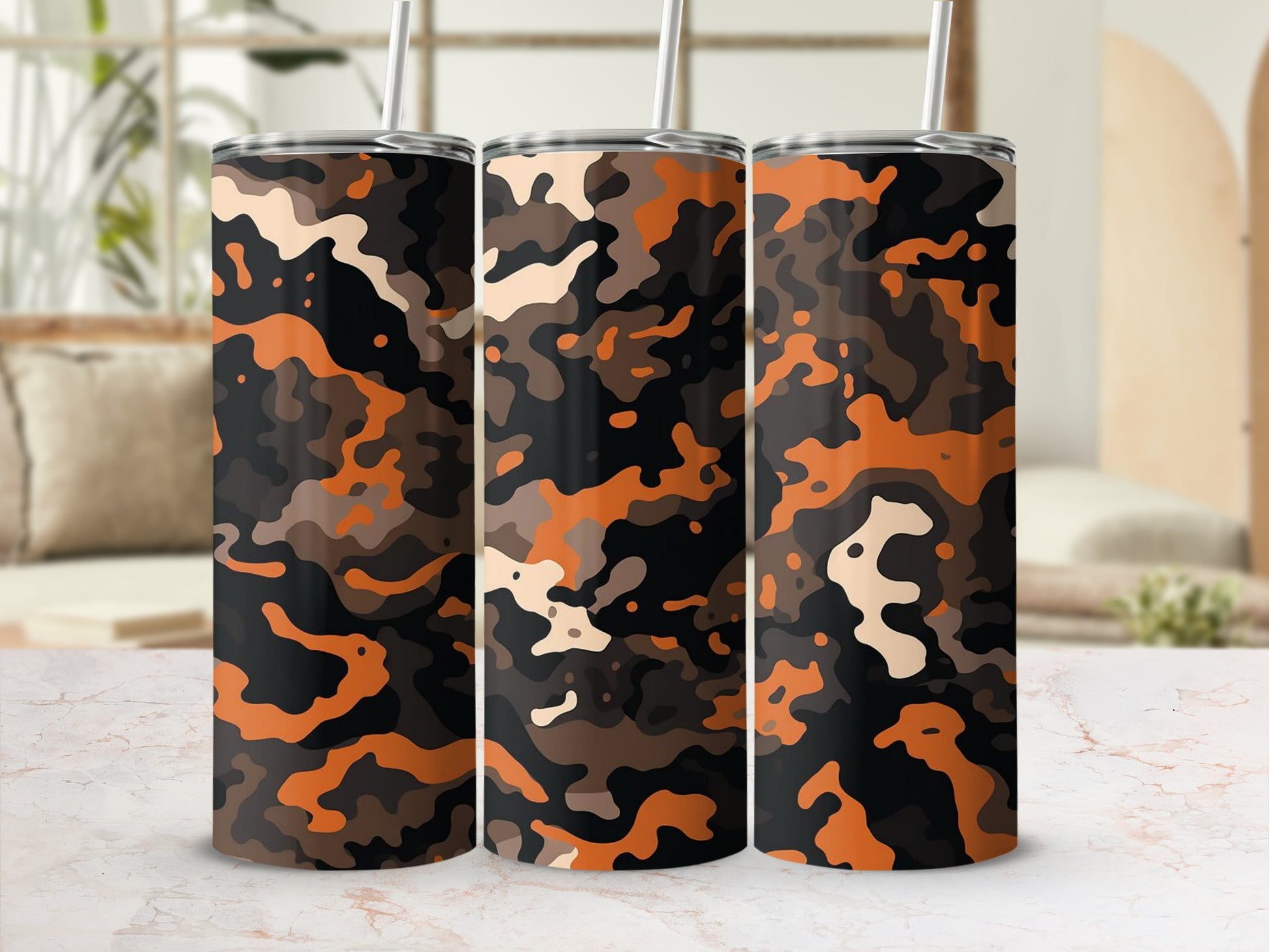 Camouflage Patterned Insulated Tumbler Flask Set