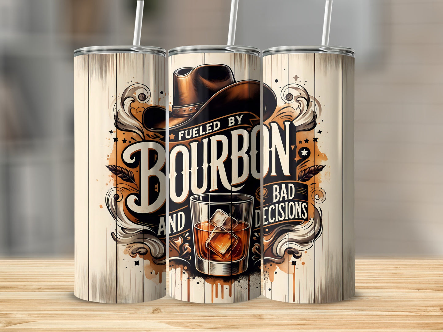 Bourbon Bad Decisions Cowboy Hat Whiskey Glass Tumbler product type