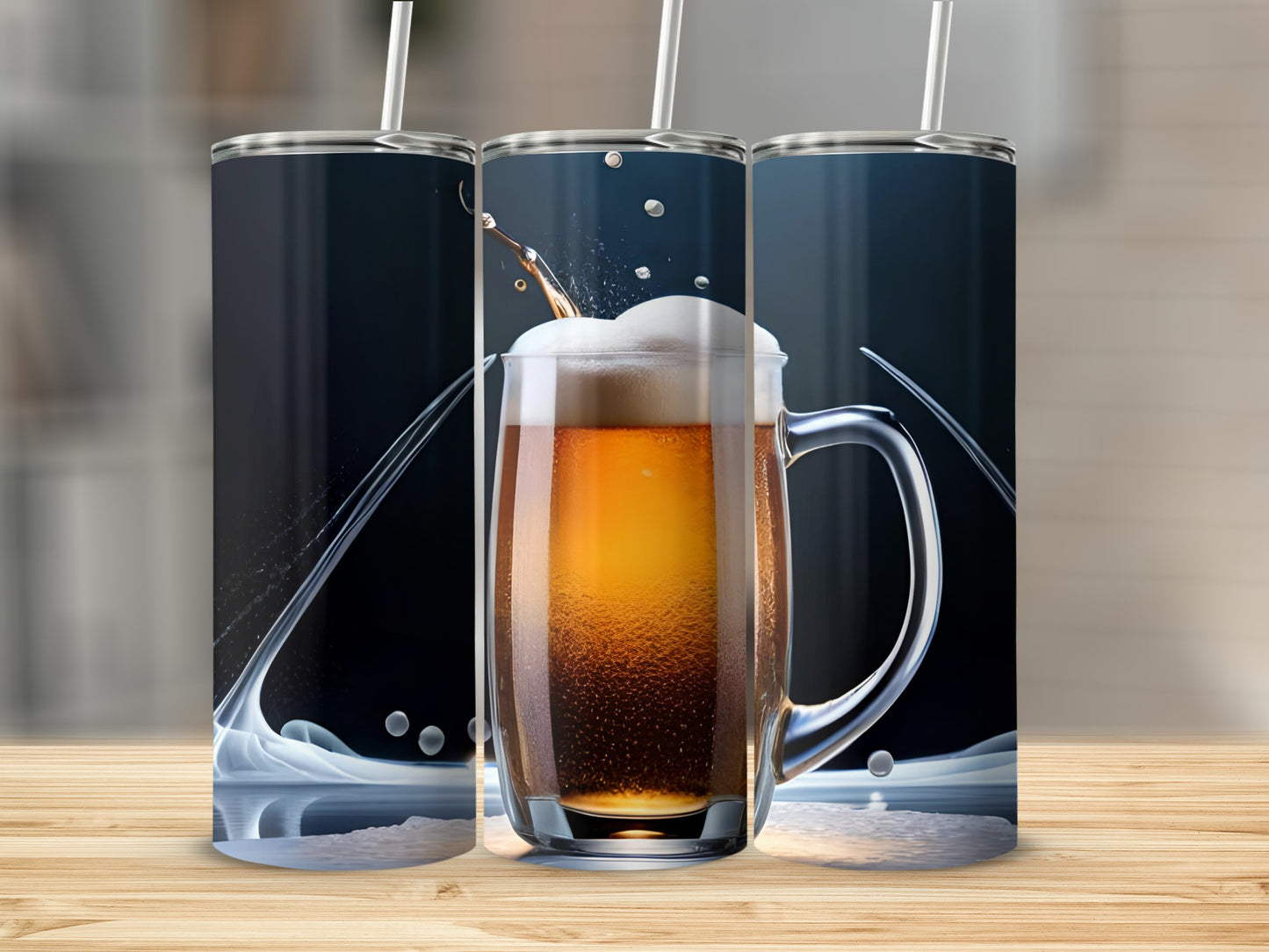 Beer Mug Design Tumbler with Straw Drinking Accessory