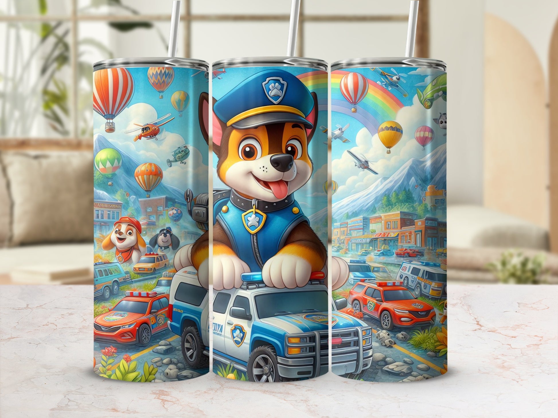 Colorful Paws Patrol Themed Stainless Steel Tumbler