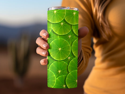 Lime Slices Citrus Green Food Pattern On Tumblers