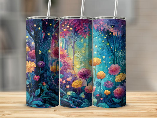 Enchanting Floral Forest Design Tumbler Flask