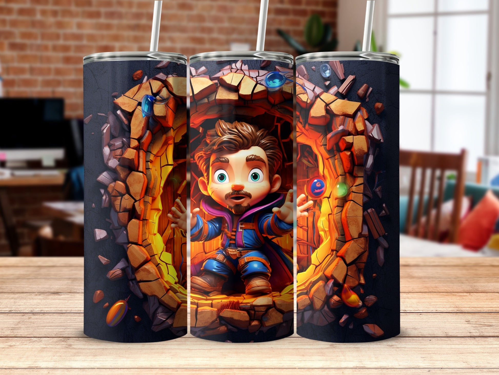 Adventurous Cartoon Character Design Tumbler Decor