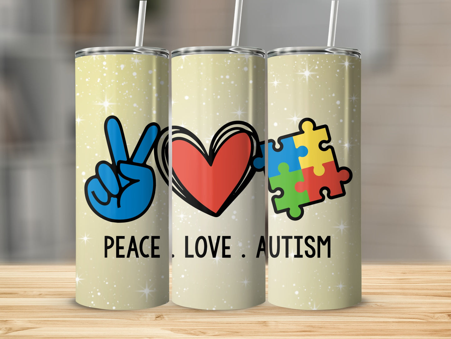 Peace Love Autism Stainless Steel Tumbler