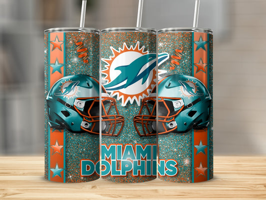 Miami Dolphins Helmets Team Logo on Turquoise Tumblers