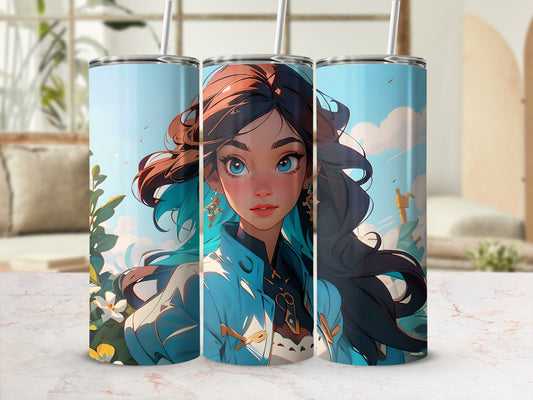 Vibrant Illustrated Character Design Travel Tumbler
