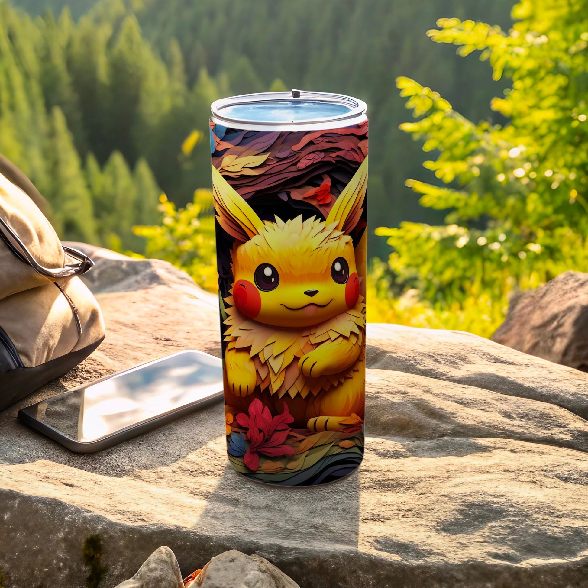 Pikachu Adventures in Forest Illustrated Tumbler