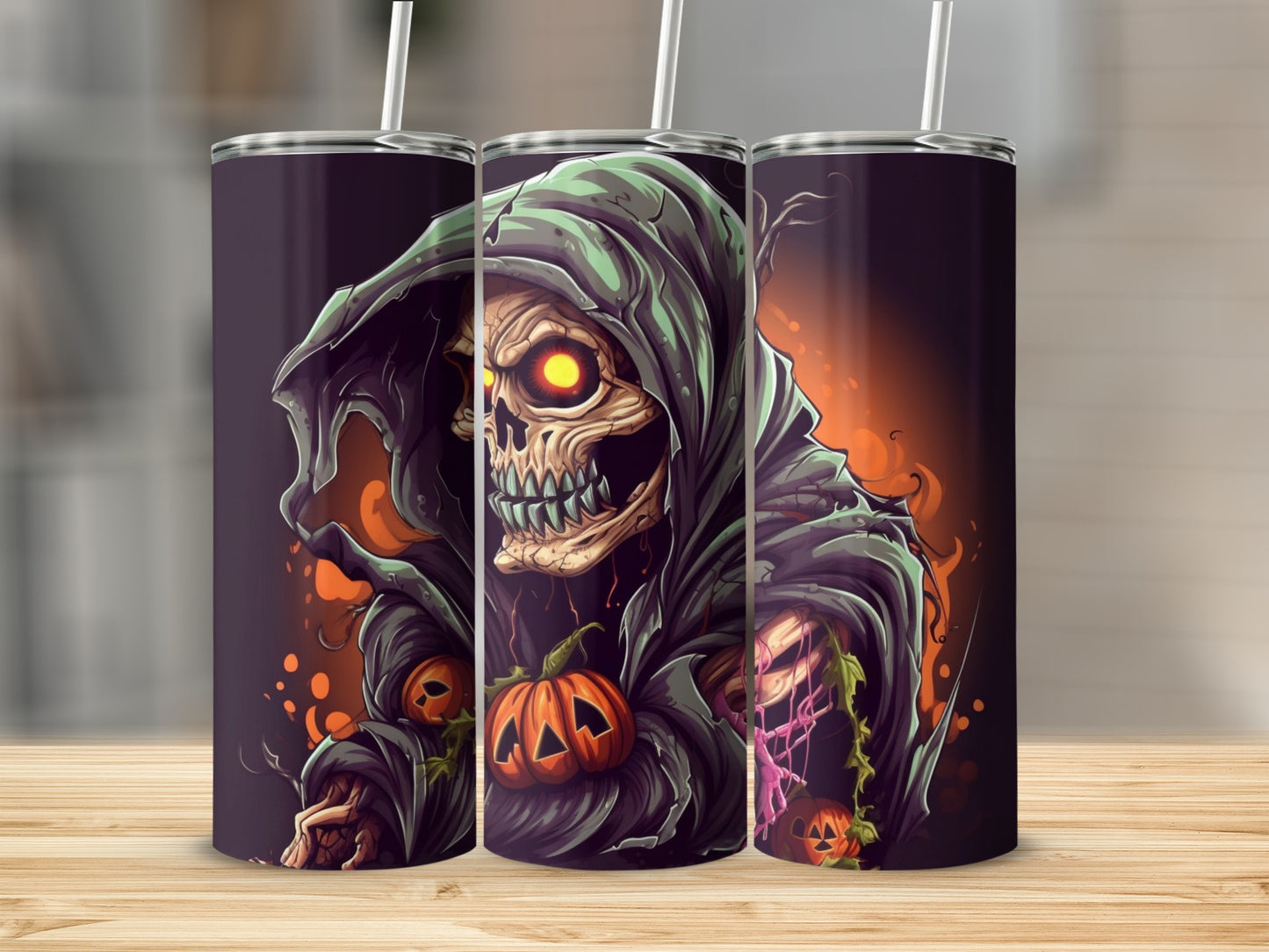 Glowing Grim Reaper Halloween Design Tumbler