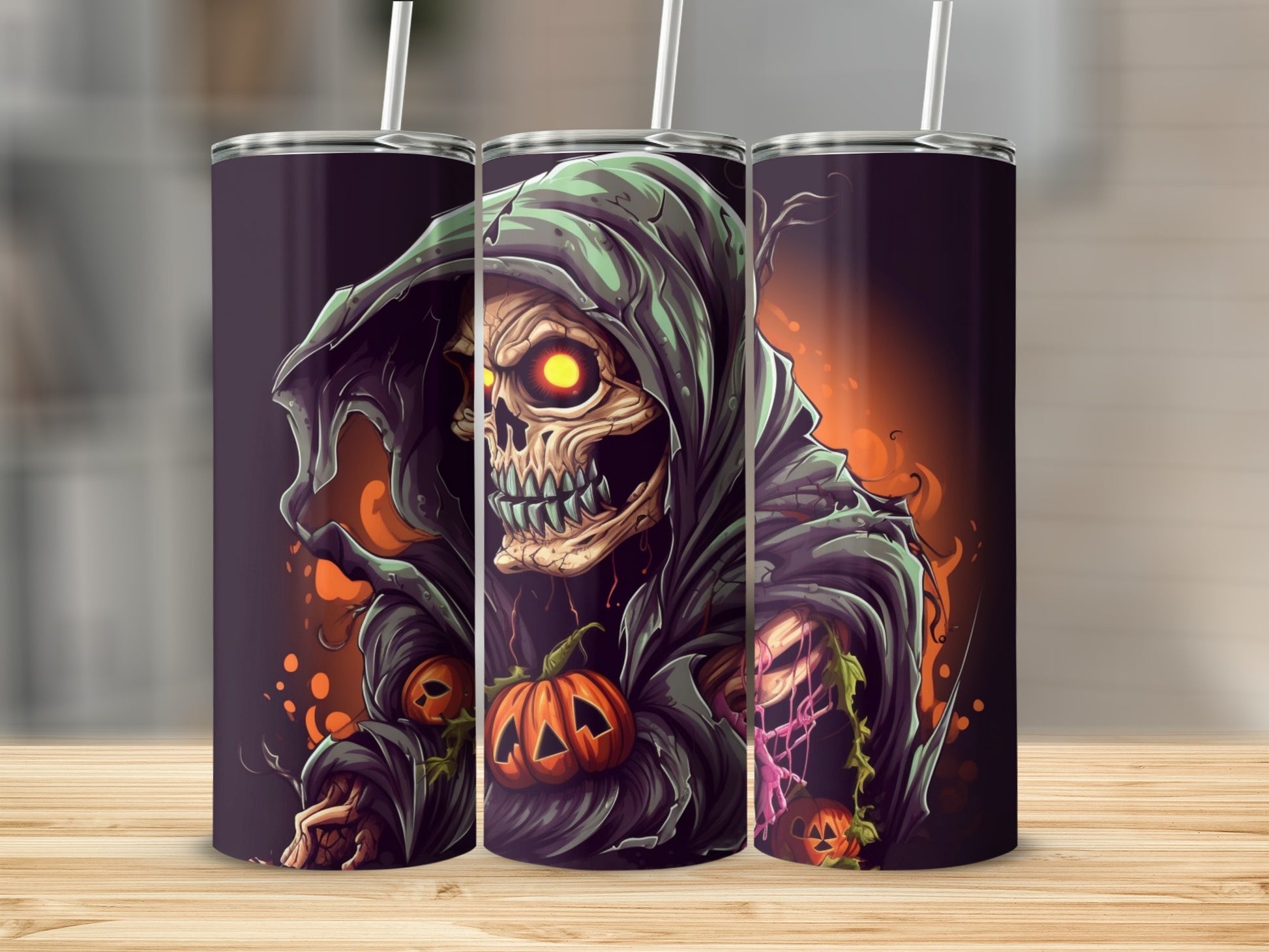 Glowing Grim Reaper Halloween Design Tumbler