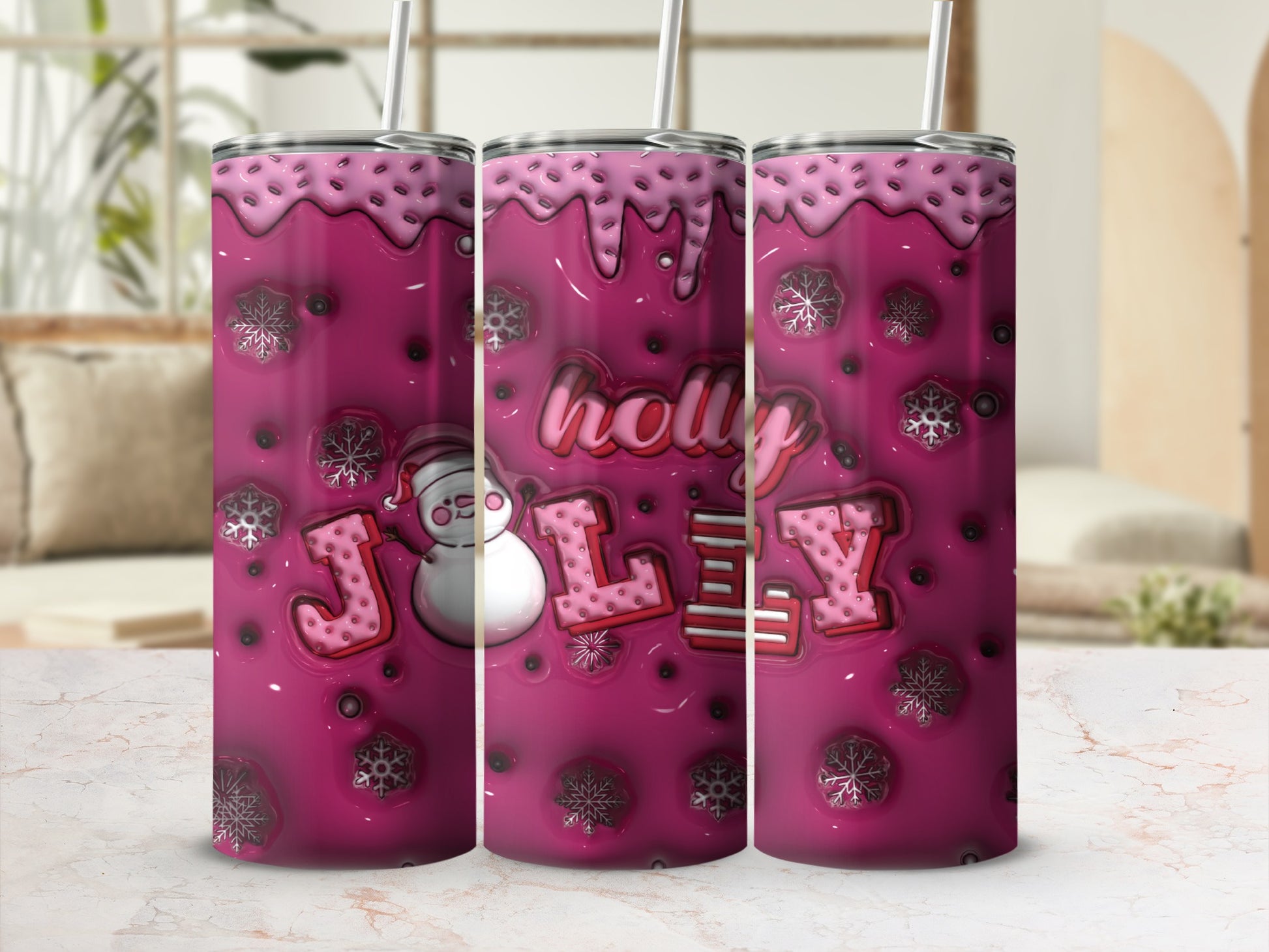 Holly Jolly Snowman Purple Tumbler Christmas Gift