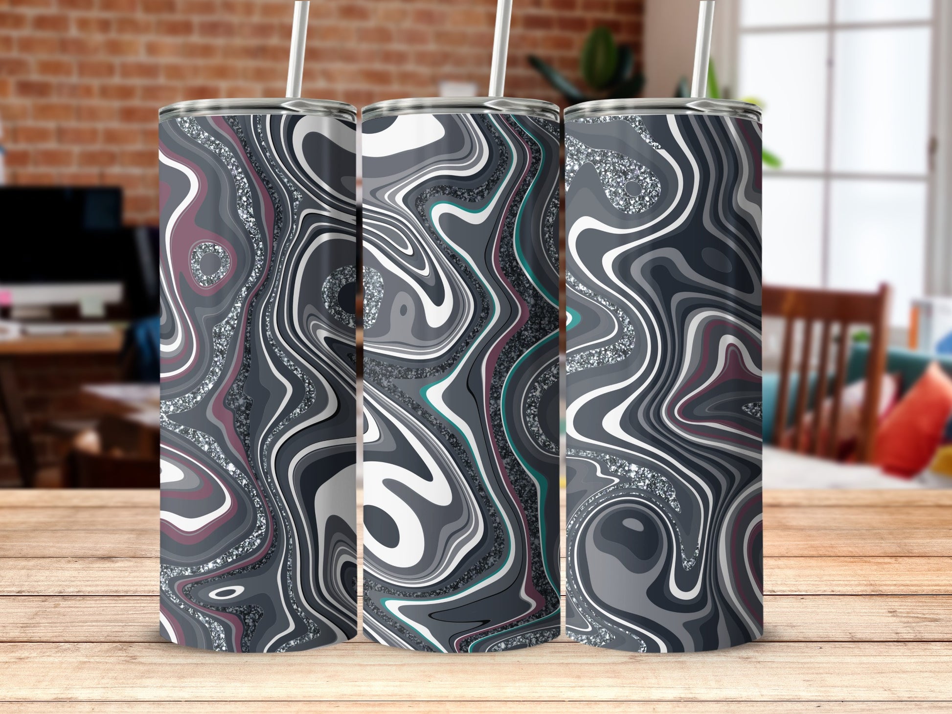 Artistic Swirl Design Tumblers for Stylish Beverage Holder