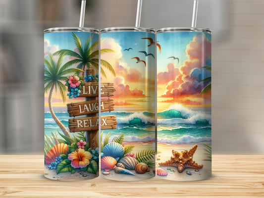 Live Laugh Relax Beach Ocean Sunset Tumbler product type