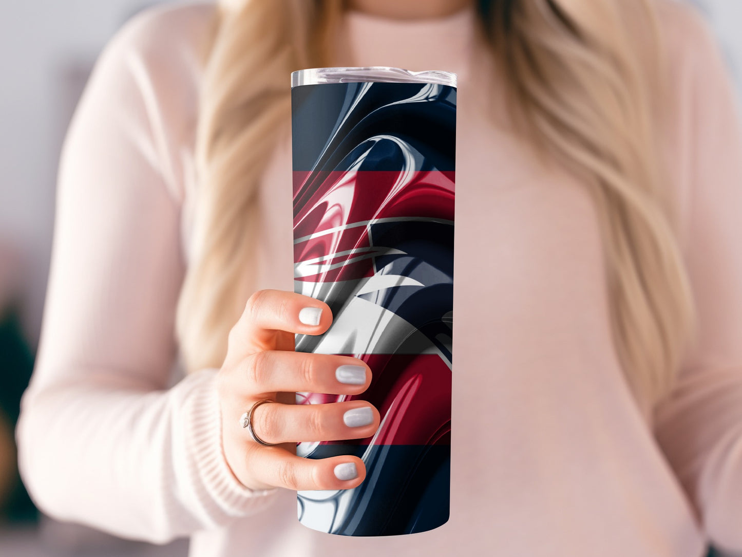 Patriot Team Design Red and Navy Wave Pattern Tumblers