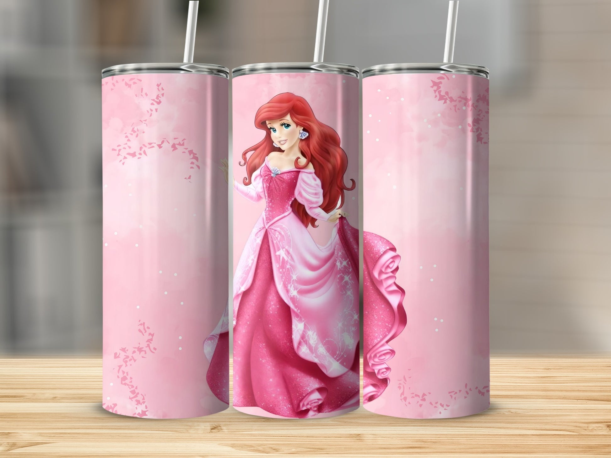 Princess Ariel Pink Fantasy Themed Tumbler Cup