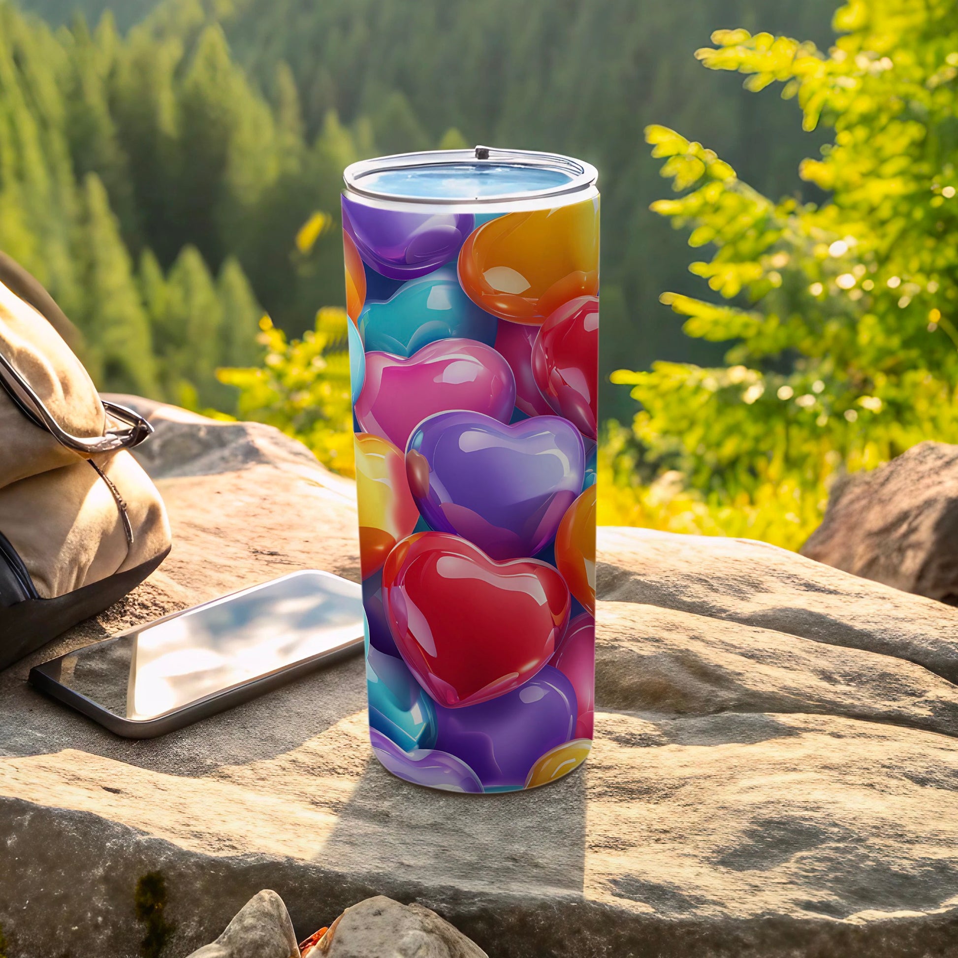 Vibrant Glossy Hearts Pattern Design Tumbler product type