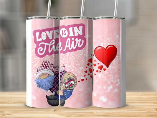 Love is in the Air Gnome Tumbler Valentine Hearts