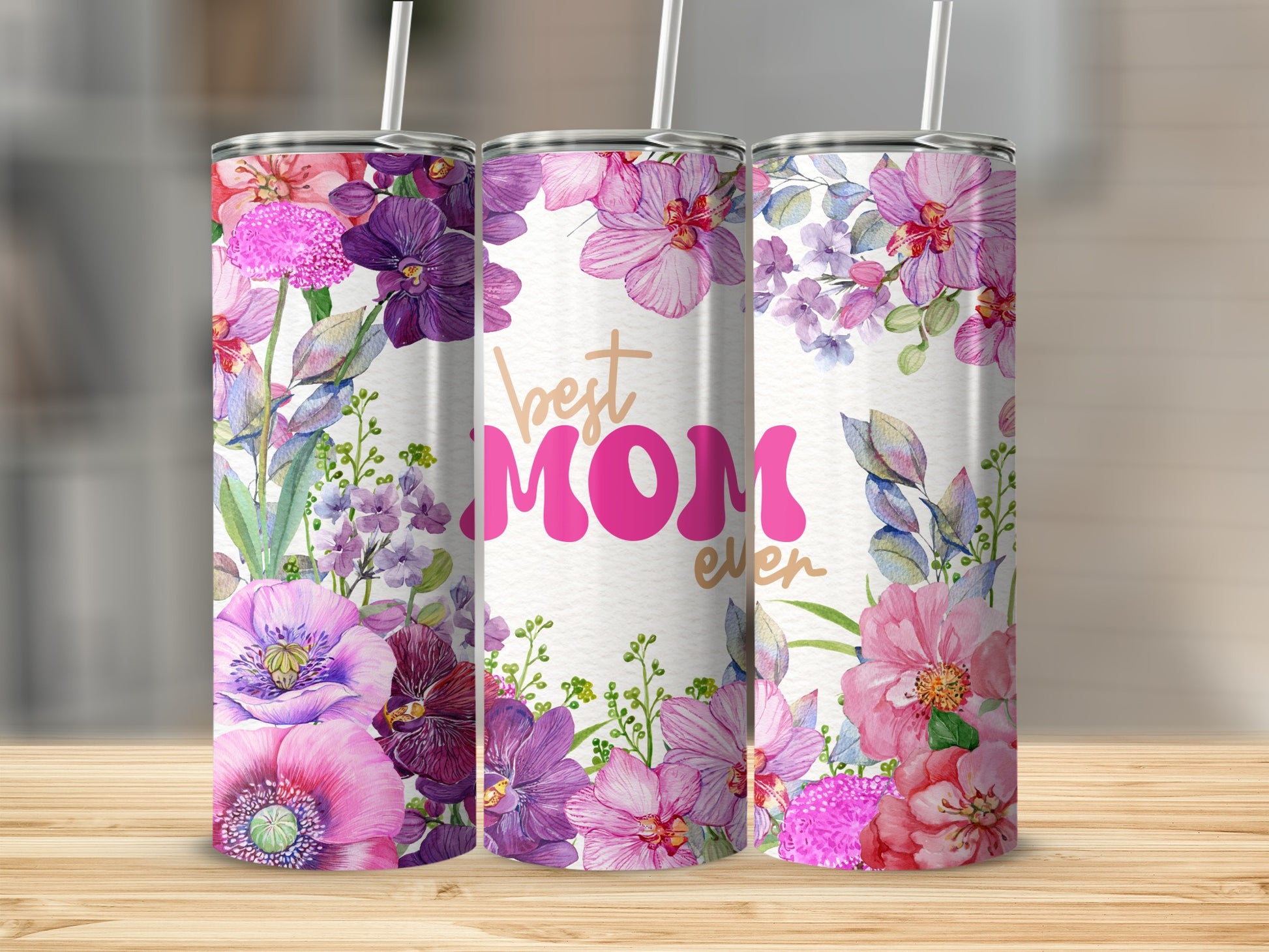 Best Mom Ever Floral Design Insulated Tumbler Cup
