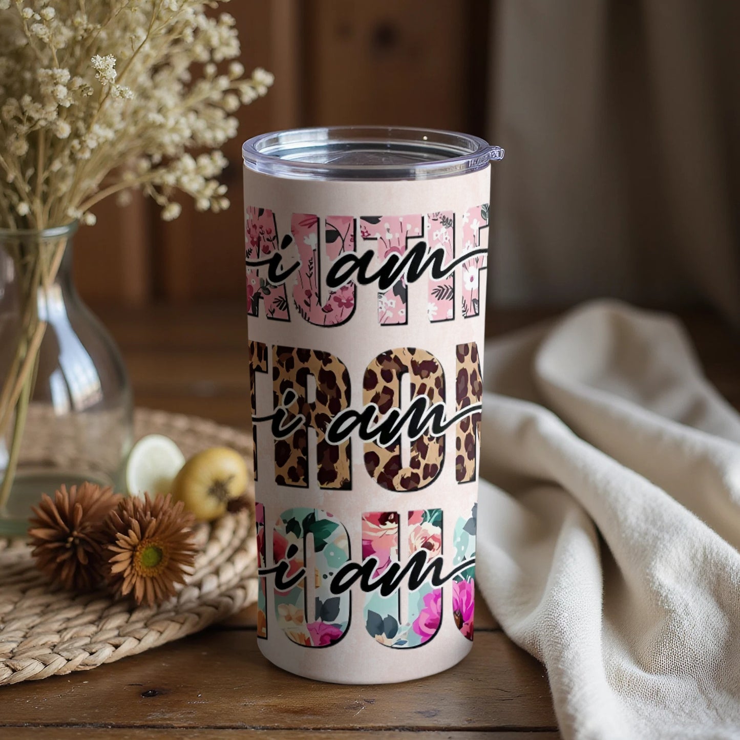 I Am Authentic Strong Proud Typography Tumbler