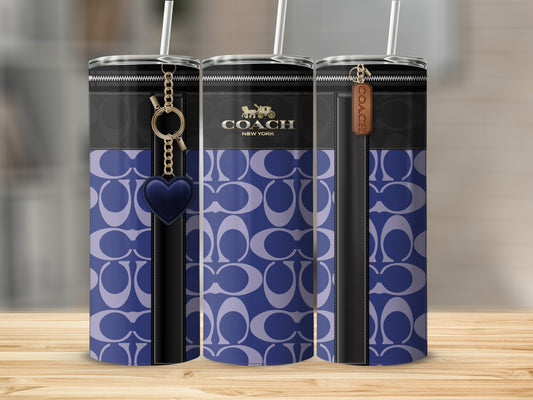 Stylish Blue Patterned Coach Branded Tumbler