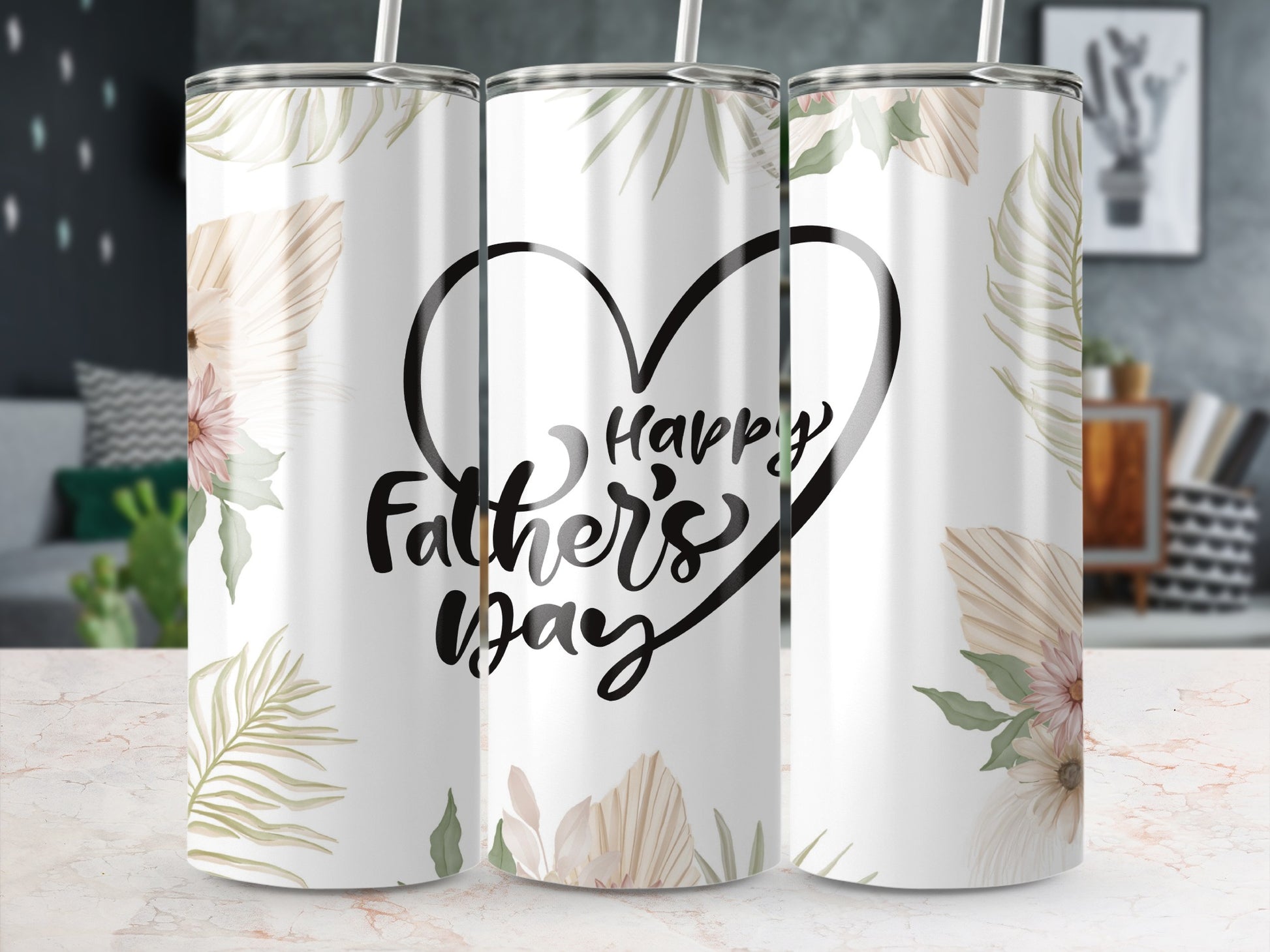 Happy Father's Day Floral Design Tumblers Gift